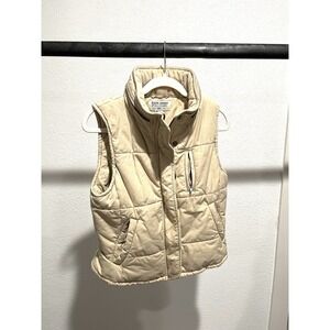 ralph‎ lauren polo jean vest women Small Gorpcore Full Zip Up Cream Puffer